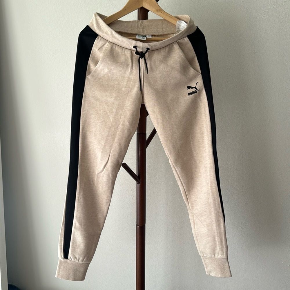 Puma Cream and Black Joggers